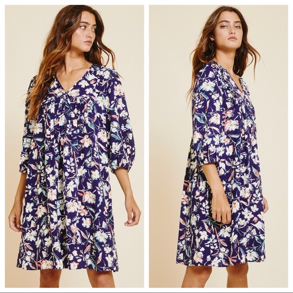 ShopEvelynne Dresses & Skirts - Boho Chic Floral Print Quater Sleeve Midi Dress